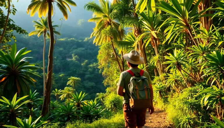 Guide leading travelers through Lombok's lush landscapes highlighting Indonesian natural beauty and exploration.