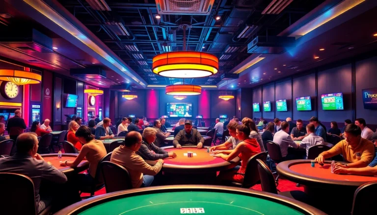 Players engaging in online Pokerbros Paradise Union games, showcasing community and competitive fun in a vibrant setting