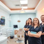 Comfortable dental chair at Ventura Bright Dental with friendly staff providing expert care in